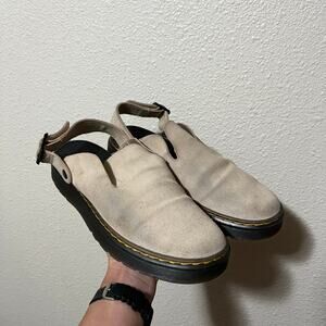 Dr. Martens Carlson tan suede Slip On Slingback Mule Womens 8